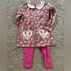 Mini Boden Floral Dress with Red Accents